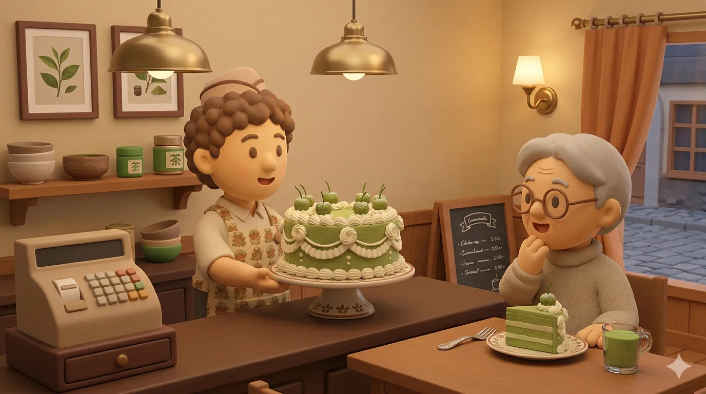 Retro-Torte mit Matcha