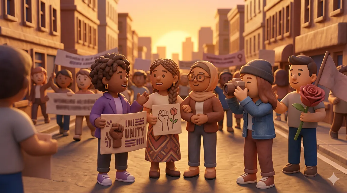 Women's Day march social connections