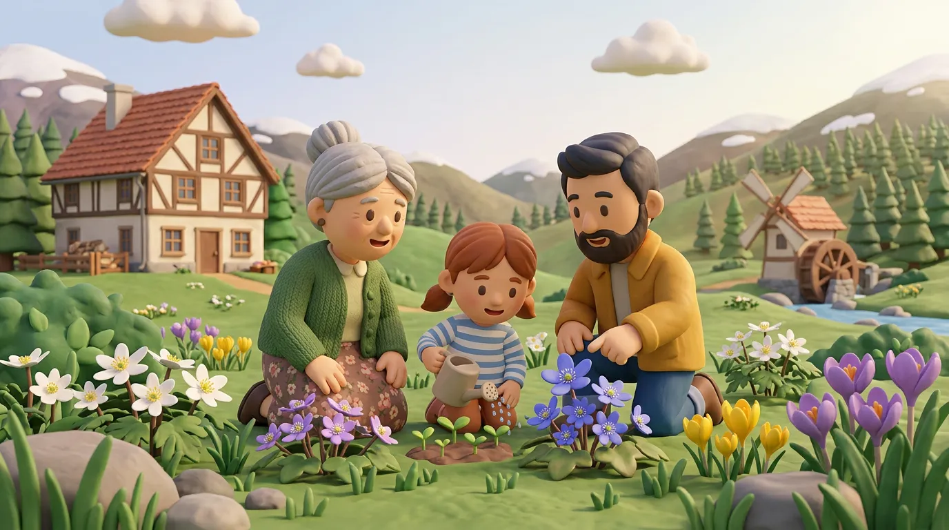 Spring equinox and wildflowers awakening in Germany