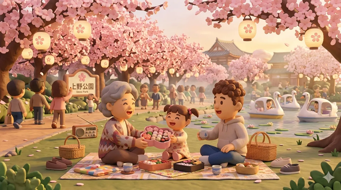 Hanami cherry blossom season arrives at Ueno Park