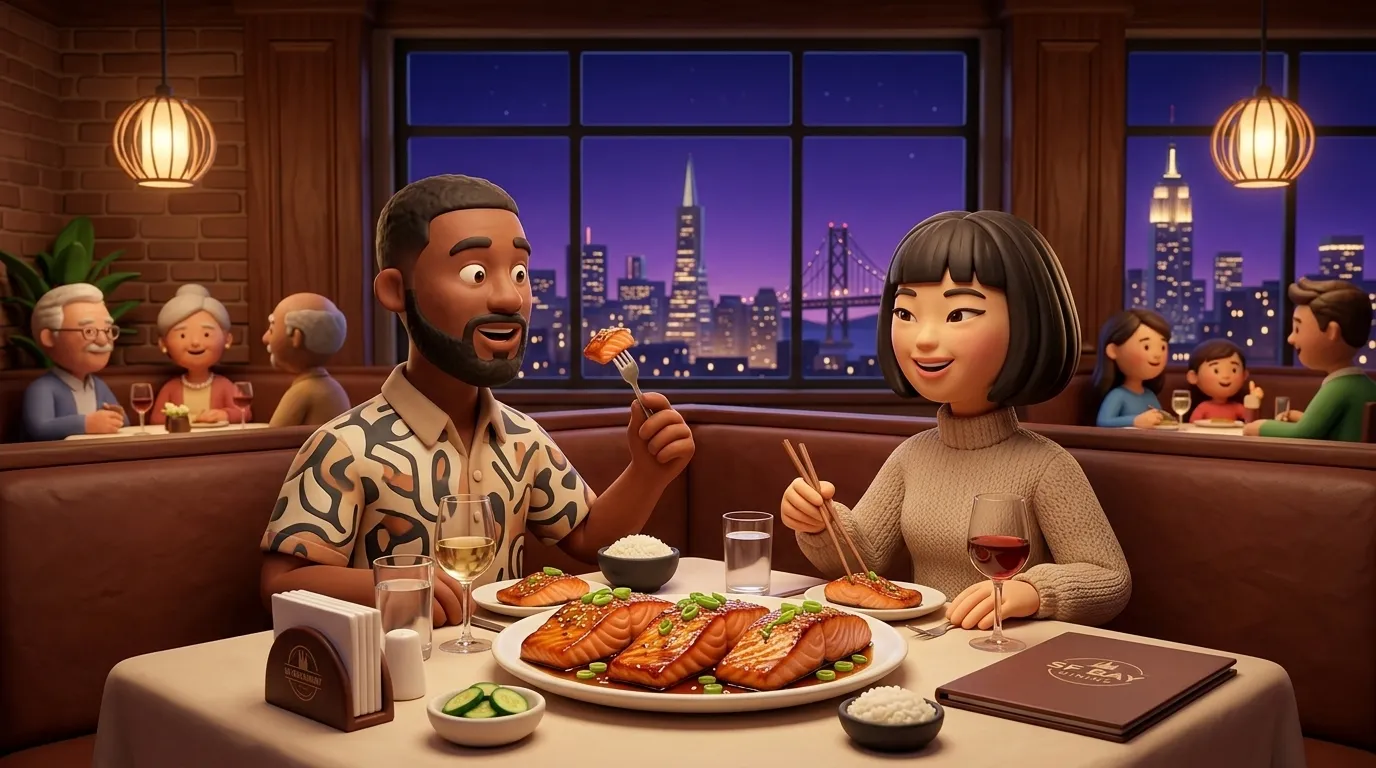 Miso-glazed salmon at US restaurants