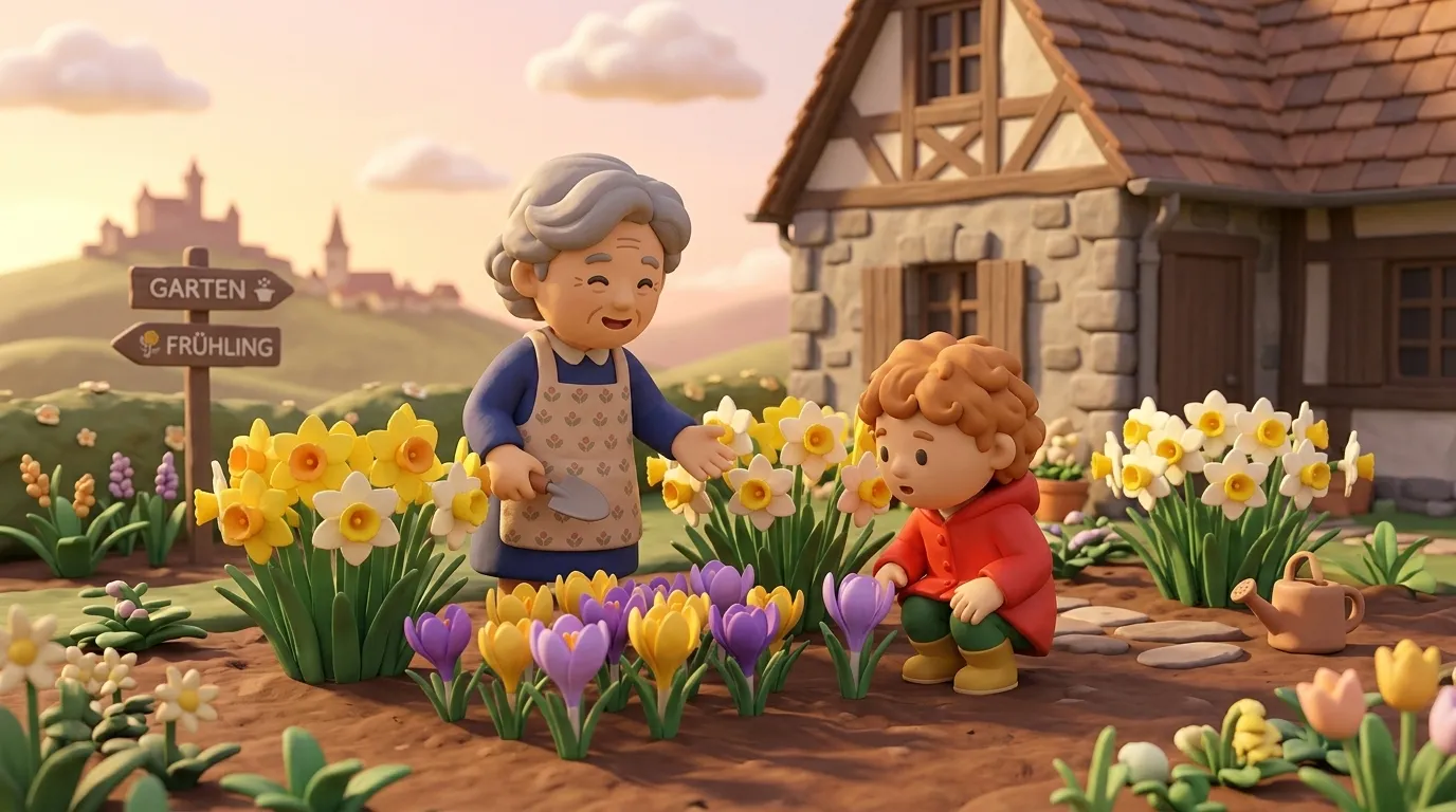 Spring flowers blooming in German gardens