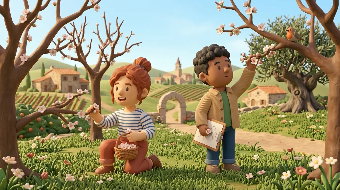 Early orchard blossoms in the French countryside