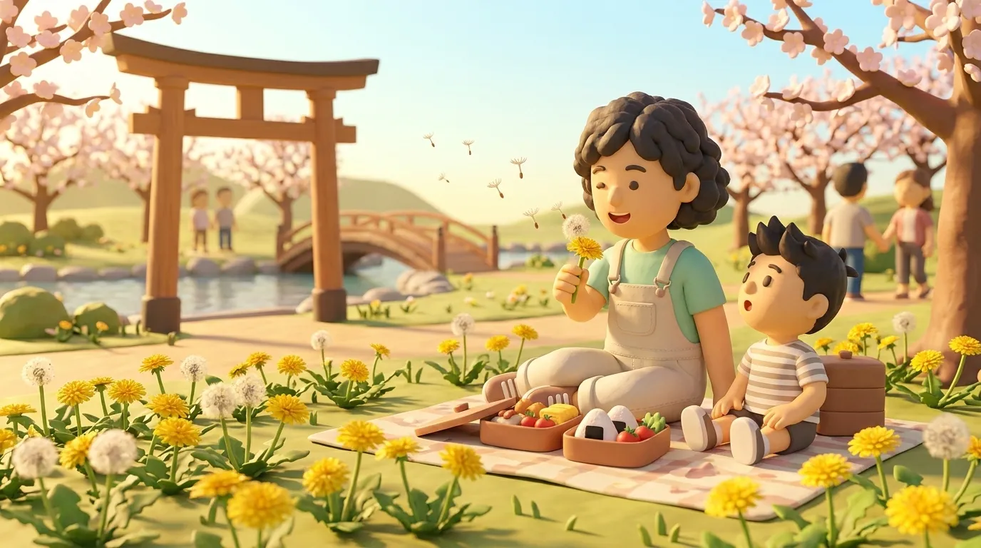 Spring sunshine and dandelions in full bloom