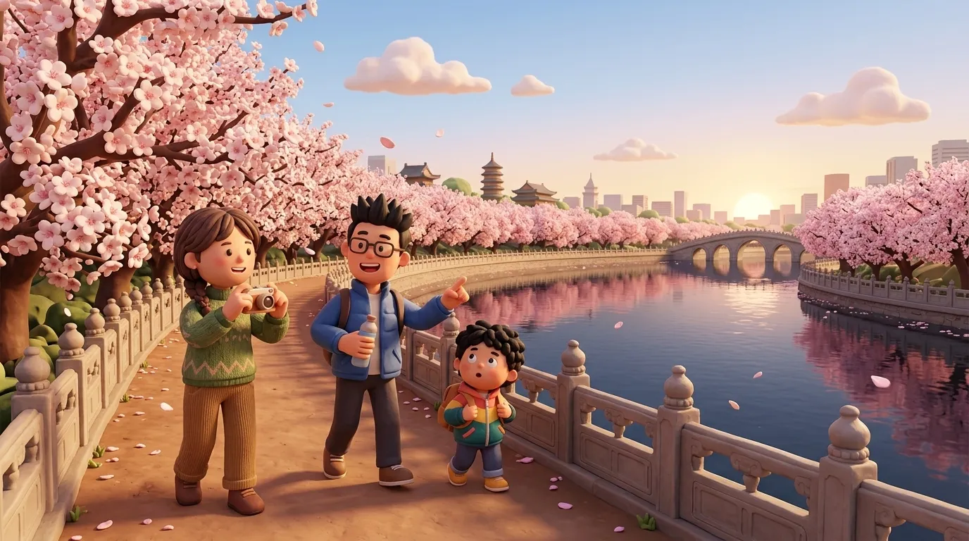 Beijing's Beihe cherry blossom river trail