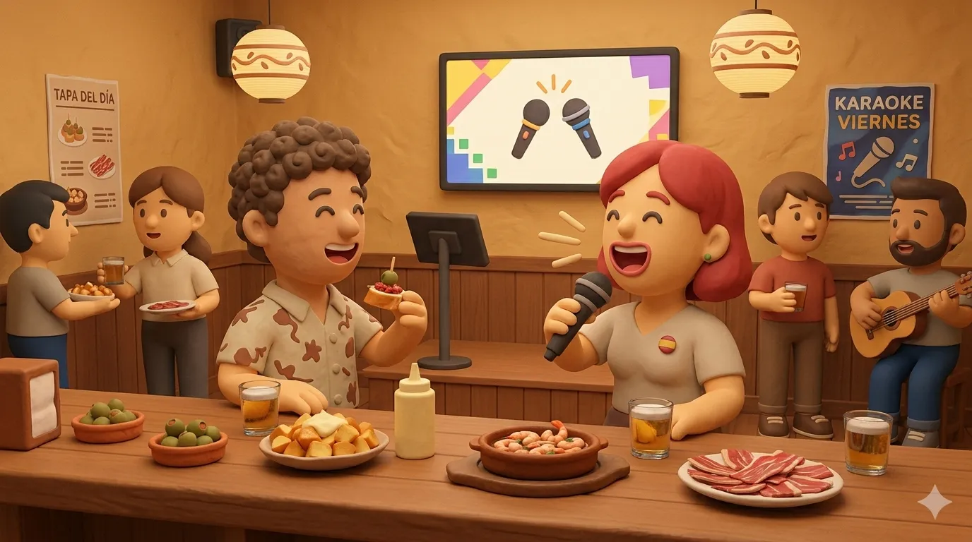 Tapeo y karaoke — el viernes perfecto en España