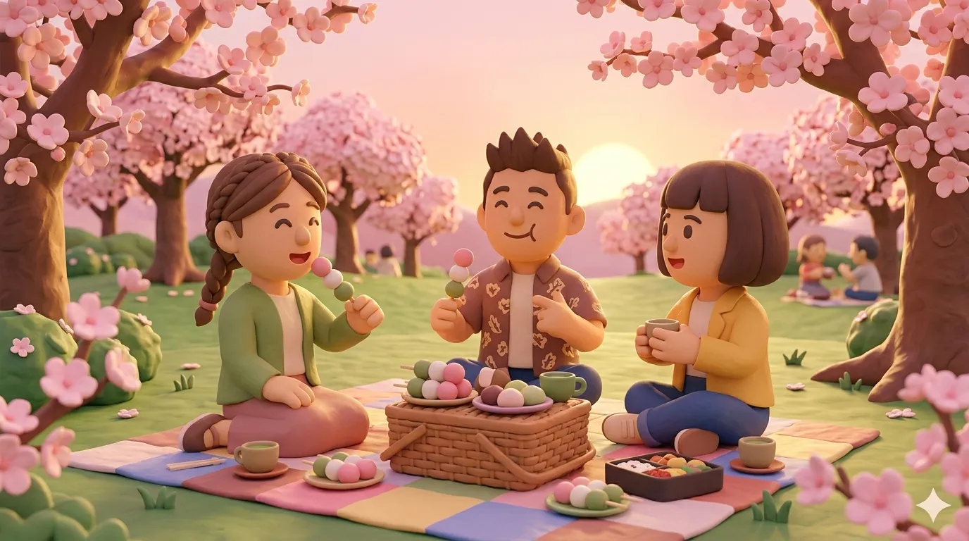 Cherry blossom hanami proverb — Hana yori dango