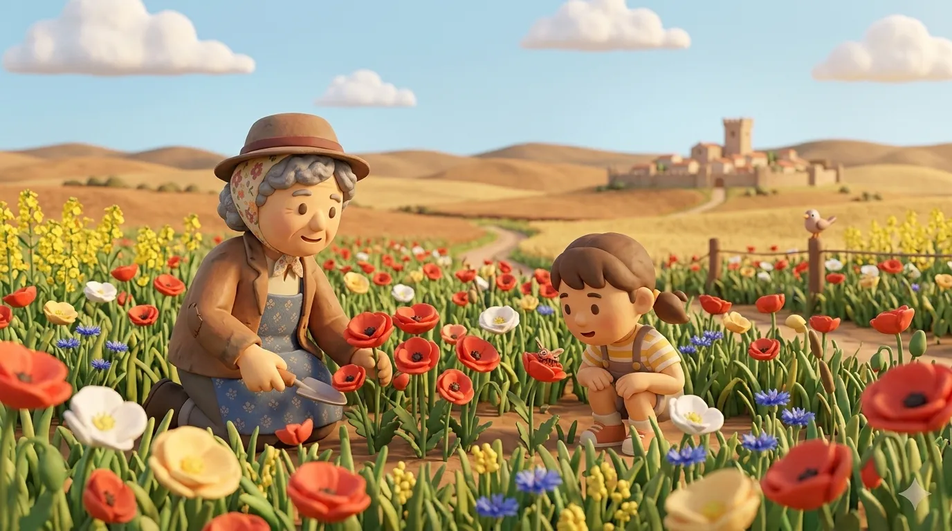 Spring poppies in the fields of Castile