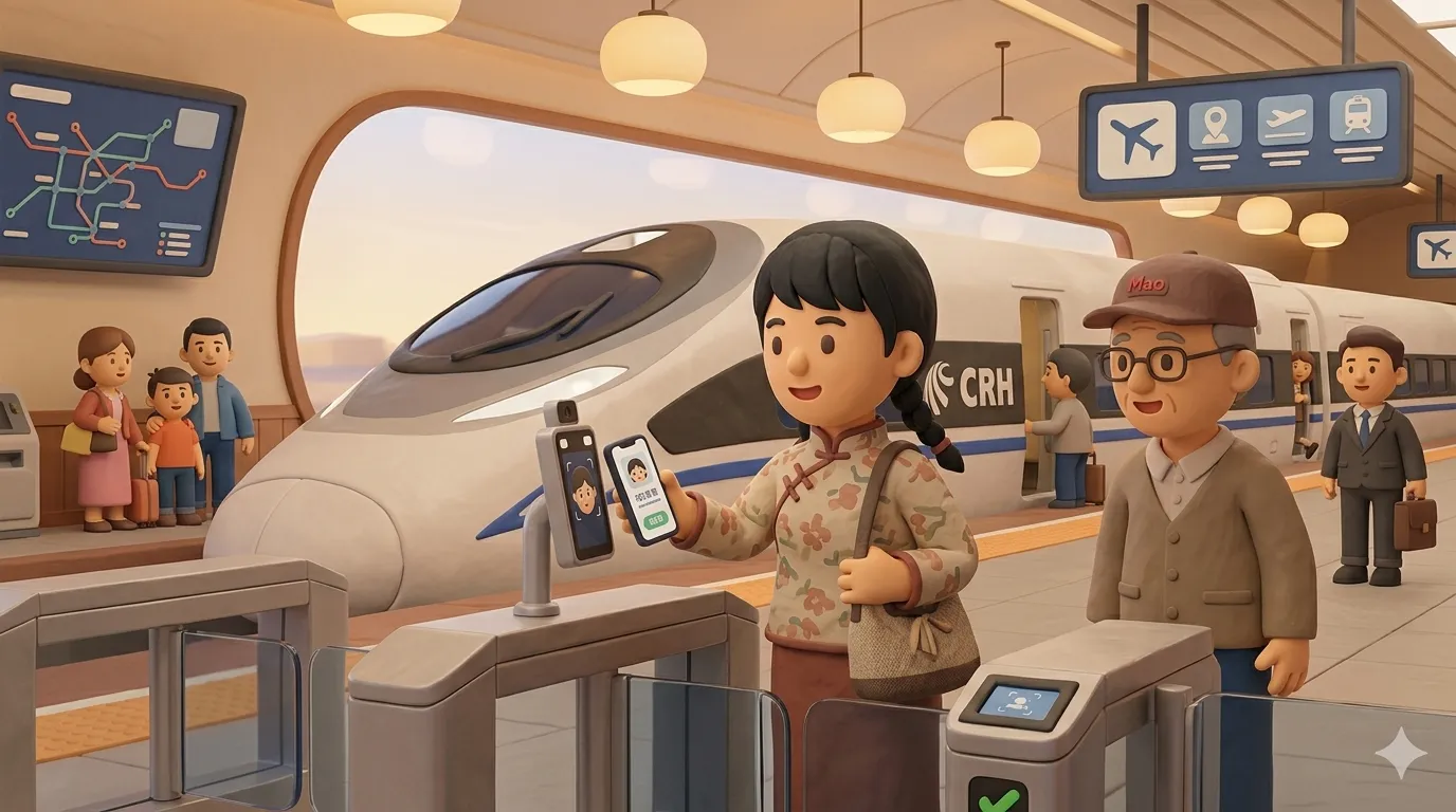 High-speed rail travel with mobile ticketing and facial recognition in China