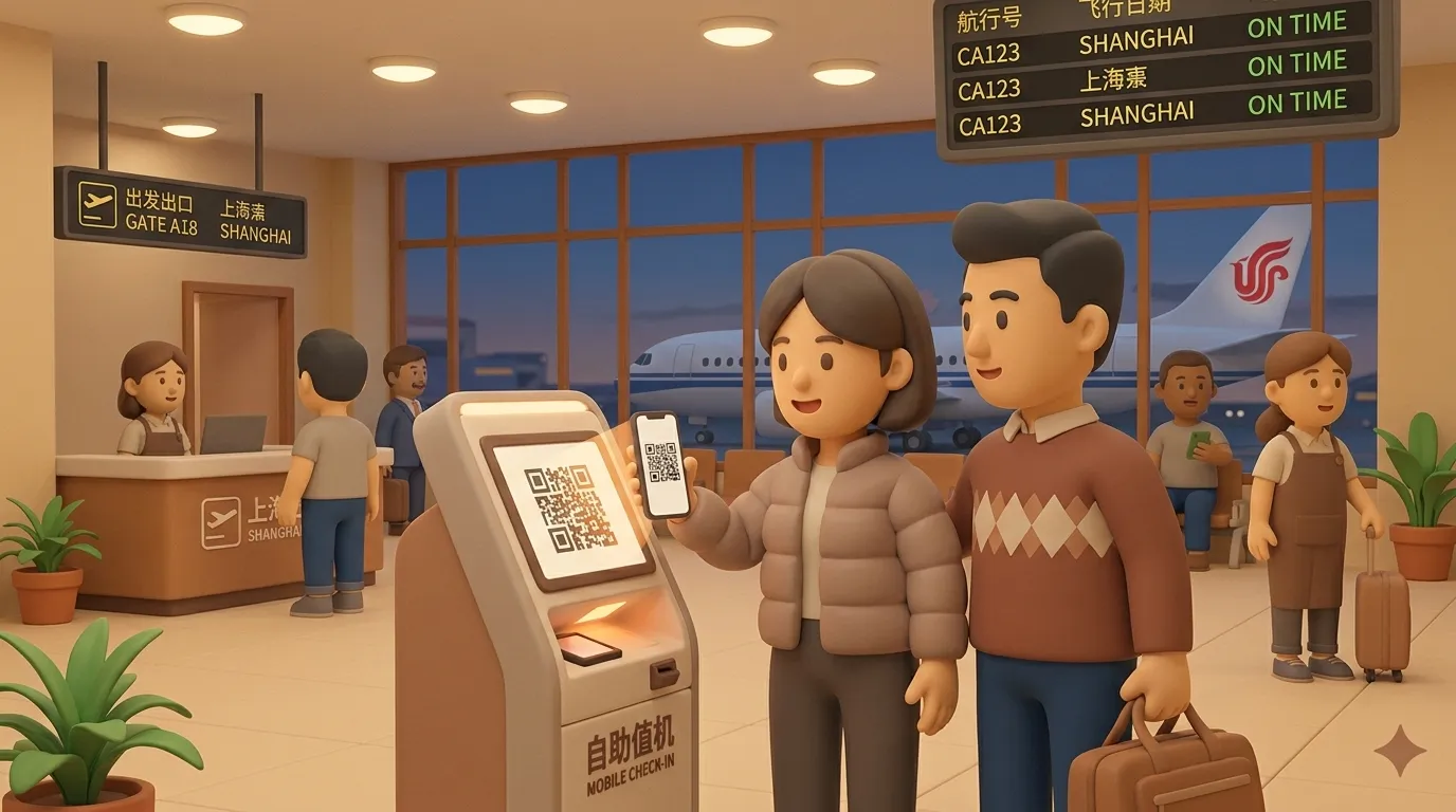 QR code mobile boarding pass in China