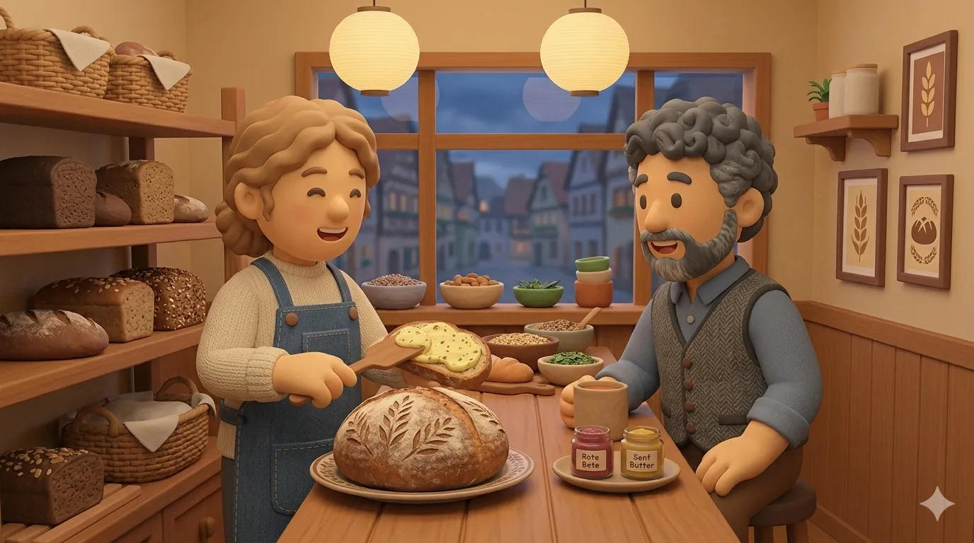 Artisan sourdough bread with homemade spreads - German breakfast culture 2026