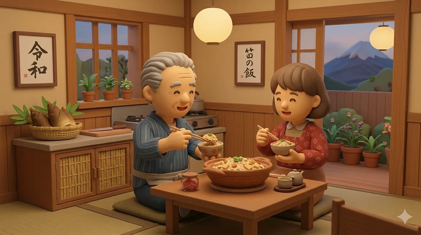 Takenoko gohan bamboo shoot rice goes viral in spring Japan 2026