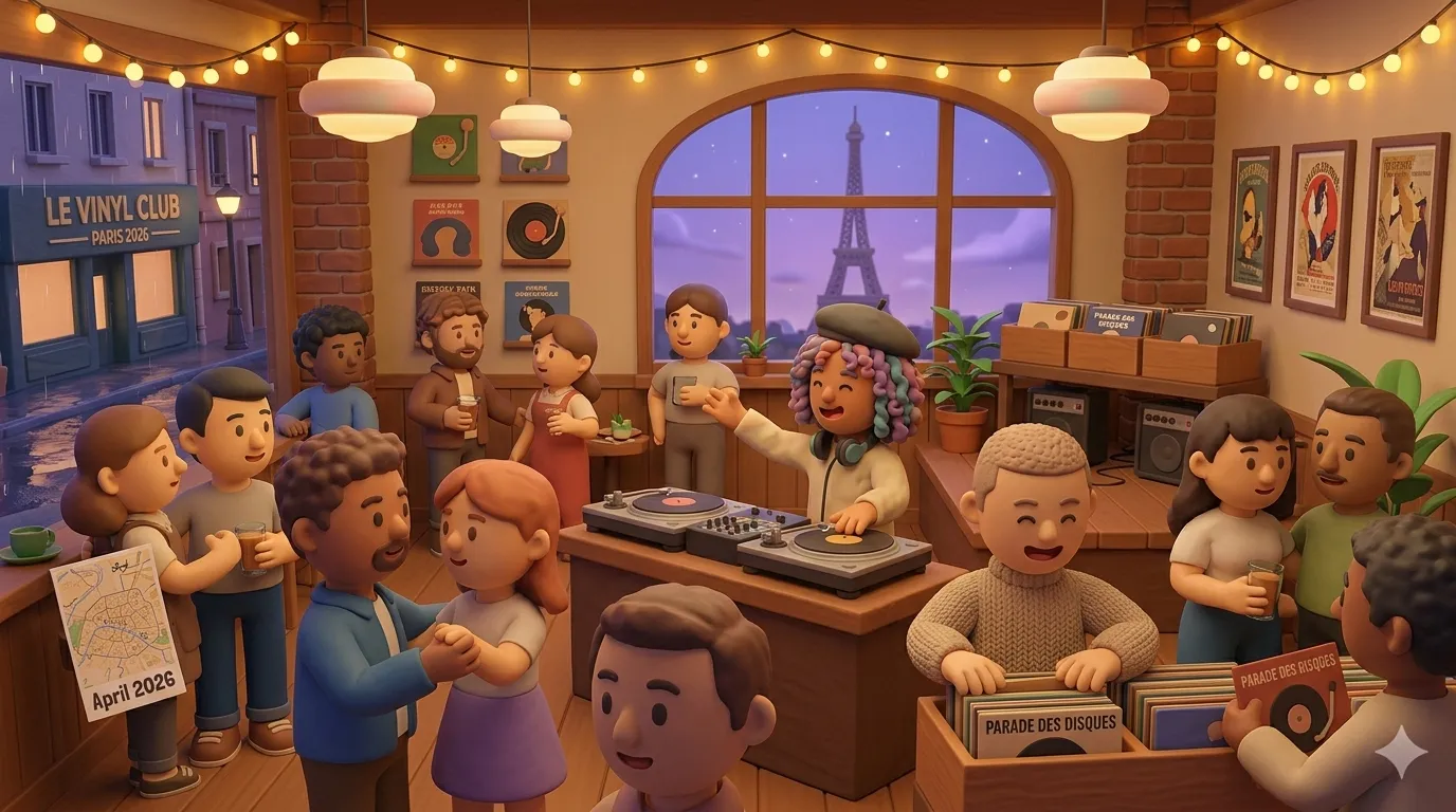 Paris vinyl music party weekend April 2026