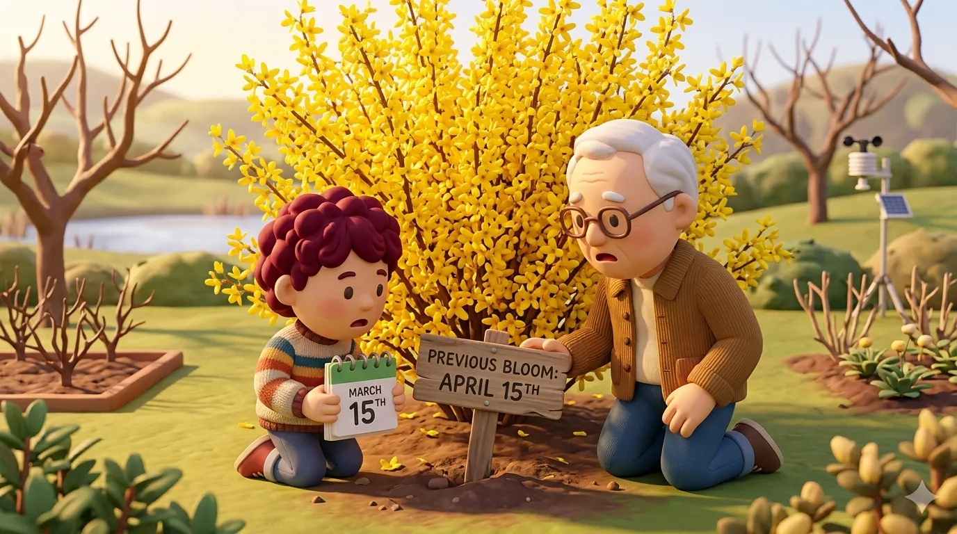 Forsythia blooming earlier due to climate change