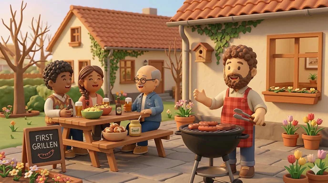 First Grillen (BBQ) of the season invitation in Germany