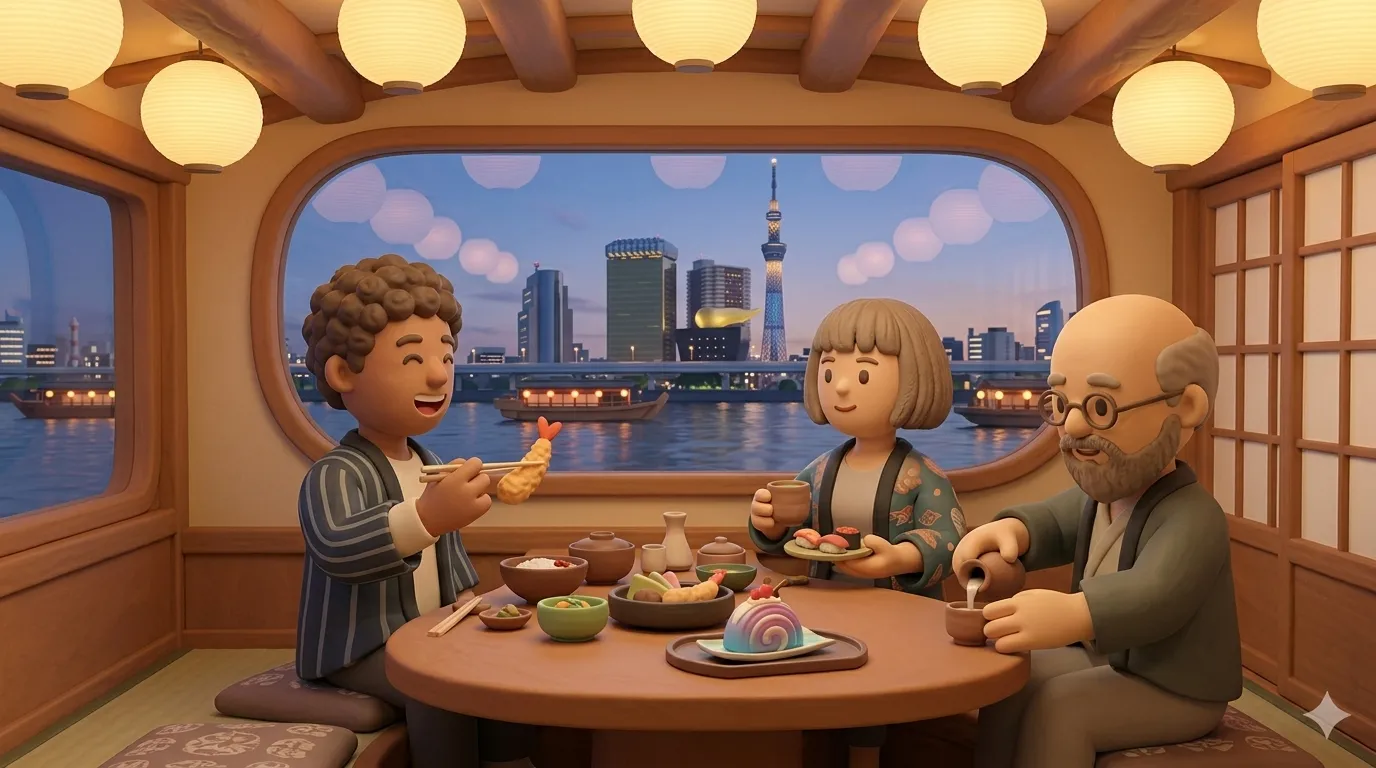 Yakatabune houseboat dining trend in Tokyo 2026